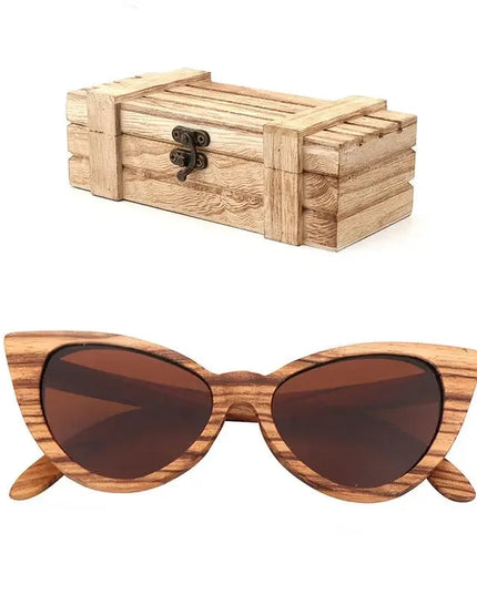 Luxury Fashion Polarized Sunglasses For Women Cat eye Sunglasses Wood Glasses With box Wooden ocularia solaria Gafas de sol