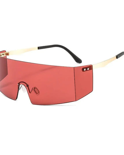 OEC CPO Fashion Rimless Sunglasses Women Men Big Flat Top Glasses Oversized Sunglasses Female Mirror Goggle UV400 O596