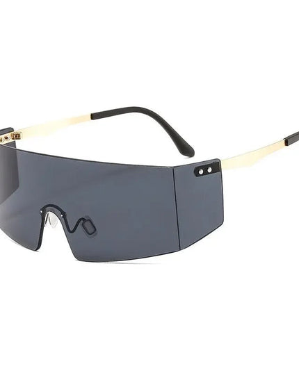 OEC CPO Fashion Rimless Sunglasses Women Men Big Flat Top Glasses Oversized Sunglasses Female Mirror Goggle UV400 O596