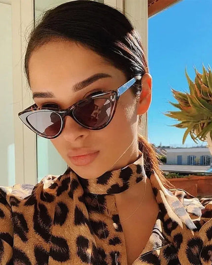 Cat Eye Fashion Sunglasses Women Vintage small Leopard Triangle Sunglasses Retro Female Eyewear UV400 Brand Designer Retro