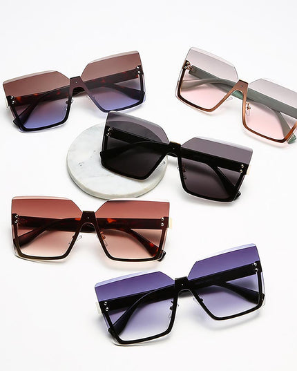 Half-Frame Metal Gradient Fashionable Sunglasses for Summer | ZAKAPOP
