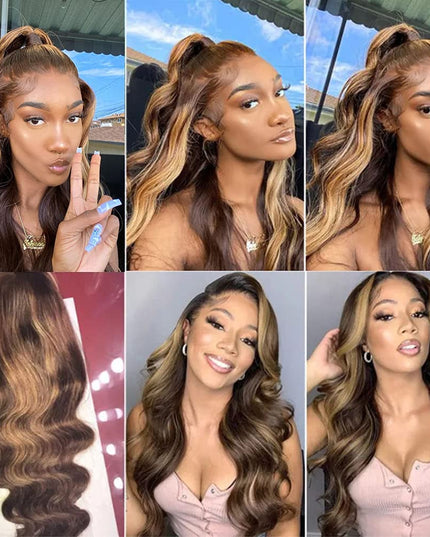 Highlight Wig Human Hair Ombre Lace Front Wig Brazilian Hair Wigs For Black Women 30 Inch Honey Blonde Body Wave Lace Front Wig