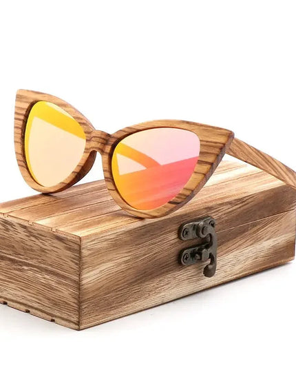 Luxury Fashion Polarized Sunglasses For Women Cat eye Sunglasses Wood Glasses With box Wooden ocularia solaria Gafas de sol
