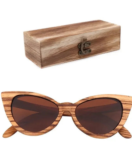 Luxury Fashion Polarized Sunglasses For Women Cat eye Sunglasses Wood Glasses With box Wooden ocularia solaria Gafas de sol
