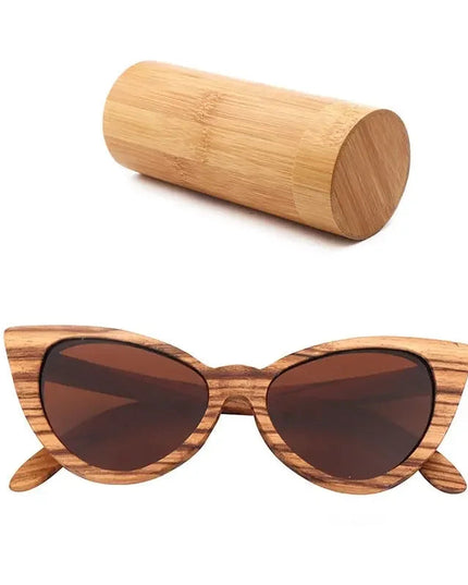 Luxury Fashion Polarized Sunglasses For Women Cat eye Sunglasses Wood Glasses With box Wooden ocularia solaria Gafas de sol
