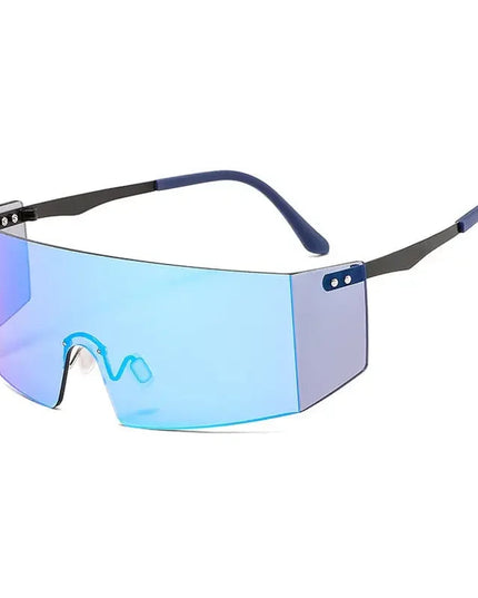 OEC CPO Fashion Rimless Sunglasses Women Men Big Flat Top Glasses Oversized Sunglasses Female Mirror Goggle UV400 O596