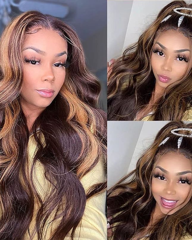 Highlight Wig Human Hair Ombre Lace Front Wig Brazilian Hair Wigs For Black Women 30 Inch Honey Blonde Body Wave Lace Front Wig