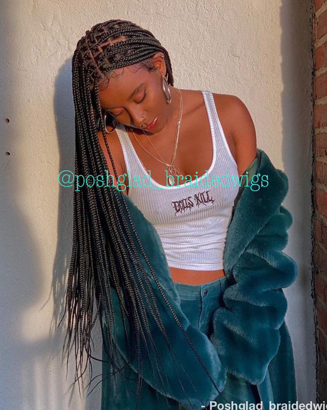 Solange Knotless Braid Wig Swiss Full Lace Glueless Color 1B