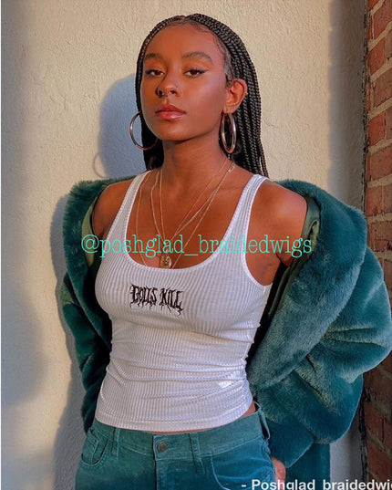 Solange Knotless Braid Wig Swiss Full Lace Glueless Color 1B