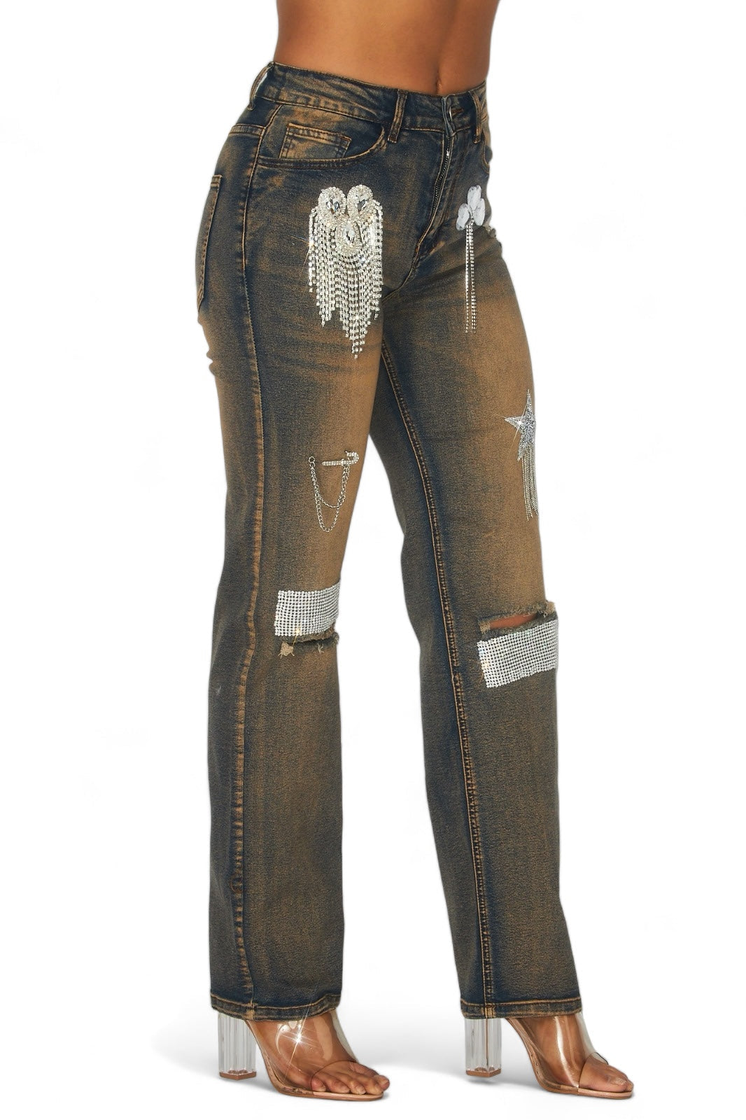Dreaming Of You Rhinestone Fringe Denim Pant Jeans
