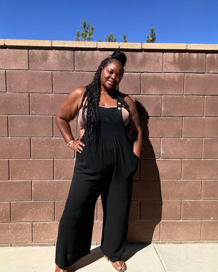 Plus Size Lazy Day Overalls In Black