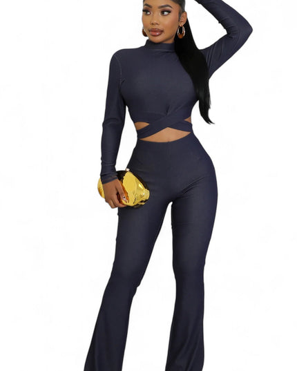 Navy Two Piece Pants Set