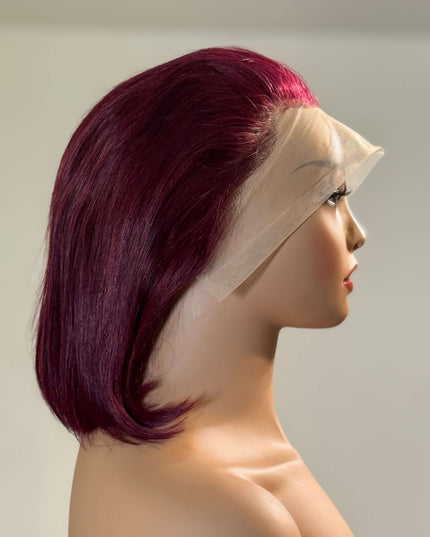 Ruby Cut – Straight Bob Lace Front Wig (Burgundy Red)
