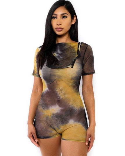 Yellow/Grey Mesh Romper