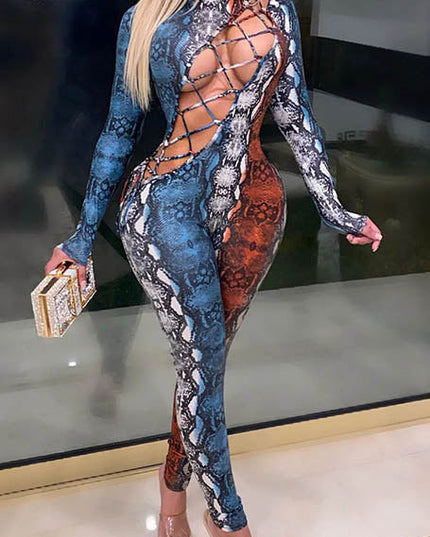 Sexy Snake Print Jumper Multi-Colored