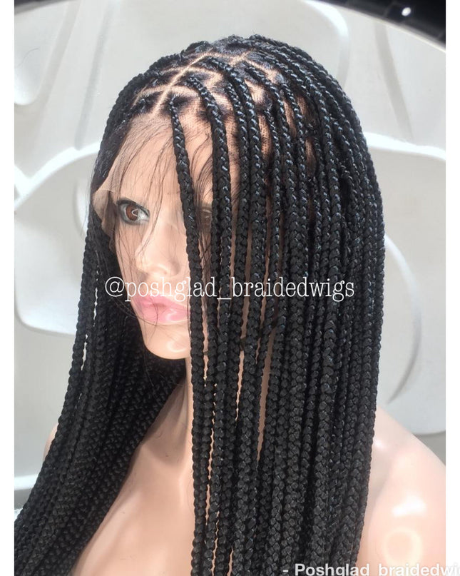Solange Knotless Braid Wig Swiss Full Lace Glueless Color 1B