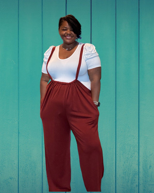 Plus Size Boho Chic Wide Leg Suspender Pants