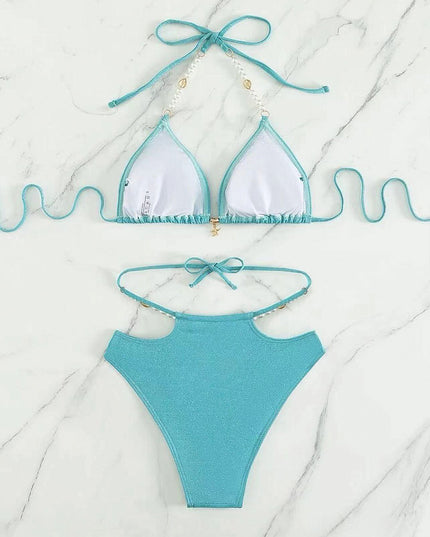 Lake Blue Glitter Jasmine Princess Bikini Swimwear | ZAKAPOP