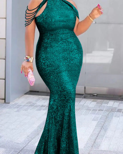Plus Size Sequin Off Shoulder Bodycon Party Dress