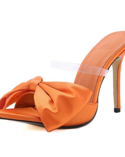 Longshot Orange Satin Stiletto Heels whit Big Bow