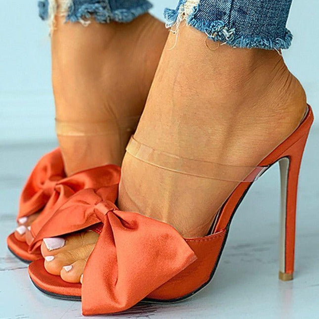 Longshot Orange Satin Stiletto Heels whit Big Bow