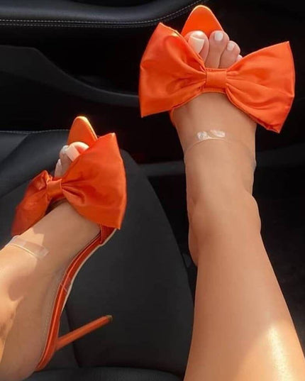 Longshot Orange Satin Stiletto Heels whit Big Bow