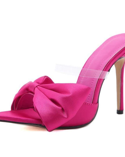 Longshot Hot Pink Satin Stiletto Heels with  Big Bow
