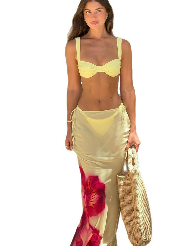 Three-piece Bikini Printed Split Women's Swimsuit Suit