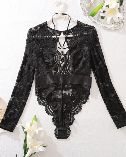 Fashion Special-interest Mesh Transparent Backless Hollow Comfort Jumpsuit