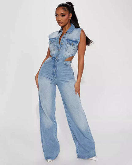 Denim Straight Leg Jumpsuit