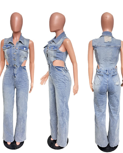 Denim Straight Leg Jumpsuit