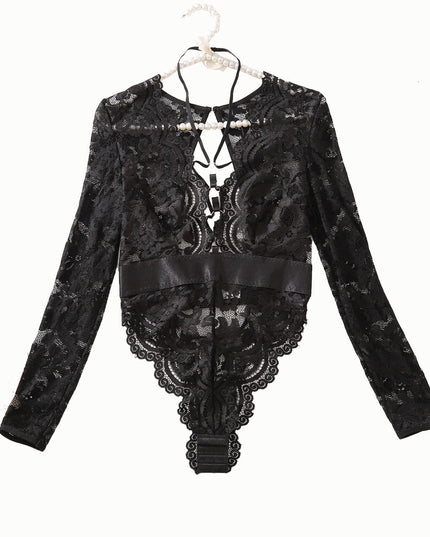 Fashion Special-interest Mesh Transparent Backless Hollow Comfort Jumpsuit