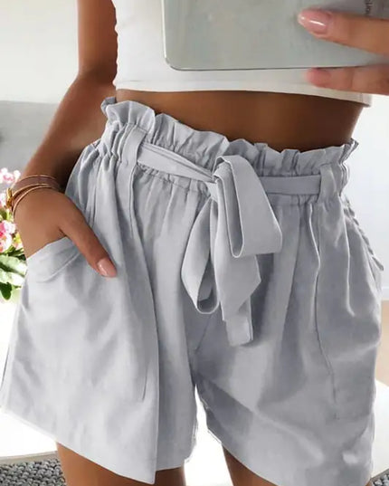 Women's High Waist Elastic Wide Leg Casual Shorts