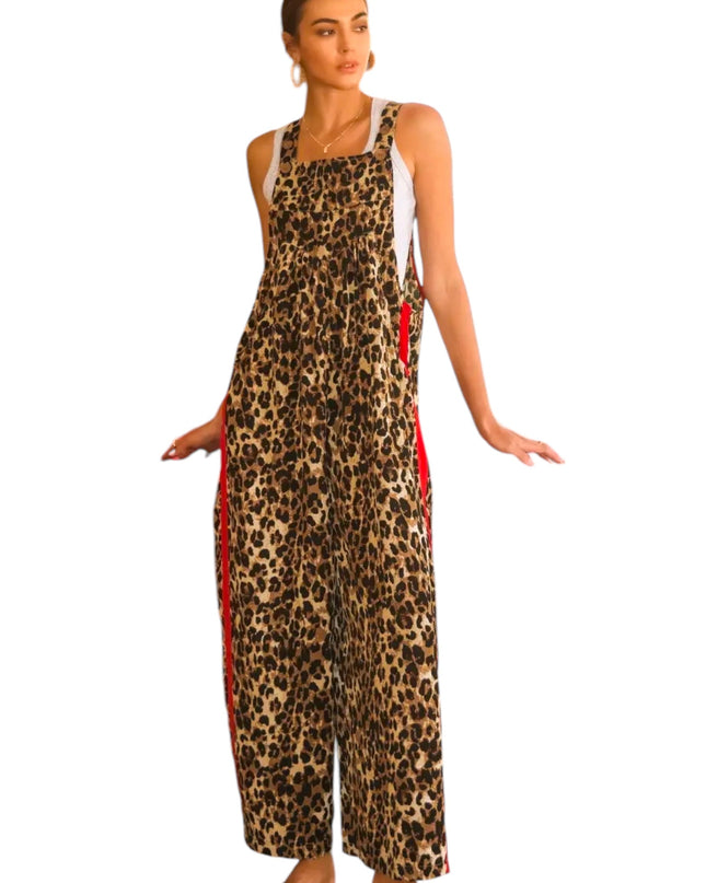 Plus Size Leopard Printed Overall Jumpsuit