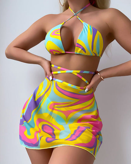 Printed Cross-Strap Bikini Set | ZAKAPOP