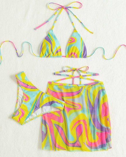 Printed Cross-Strap Bikini Set | ZAKAPOP