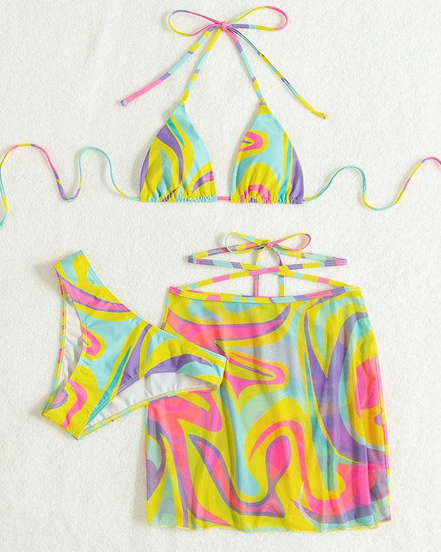 Printed Cross-Strap Bikini Set | ZAKAPOP