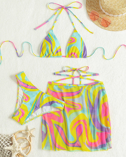 Printed Cross-Strap Bikini Set | ZAKAPOP