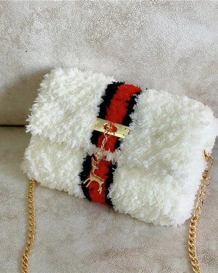 Hand-Woven Fleece Lined Plush One-Shoulder Bag