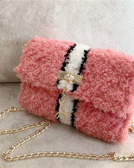 Hand-Woven Fleece Lined Plush One-Shoulder Bag
