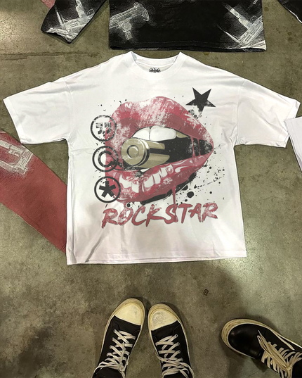 Rockstar Streetwear White Cotton Tee Casual Wardrobe Essential True To Size For Confident Everyday Style