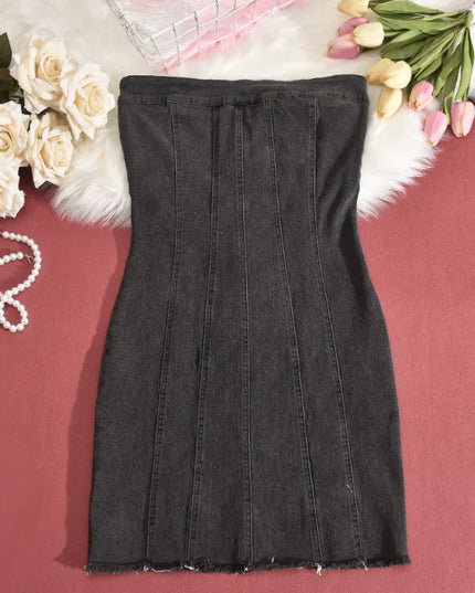 "Sexy Backless Strapless Denim Dress"