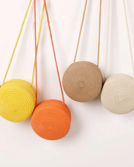 Summer Woven Straw Crossbody Bag for Women | Fashion Round Handmade Rattan Beach Small Handbag (Travel Female Shoulder Bag)