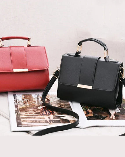 Women's Fashion Bag: Red & Black PU Leather Crossbody Bags with Top Handles - Pretty Melanin Boutique