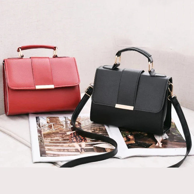 Women's Fashion Bag: Red & Black PU Leather Crossbody Bags with Top Handles - Pretty Melanin Boutique