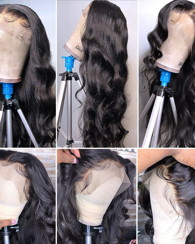 Body Wave Lace Frontal Wig Brazilian Transparent 13x4 Lace Front Human Hair Wigs For Black Women Loose Water Wavy Wig PrePlucked