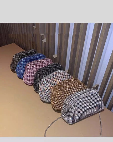 Luxury Glitter Cloud Bag Women's Handbag | Crystal Shiny Rhinestones Diamond Evening Bag (Wedding Party Clutch Purse Shoulder Bag)