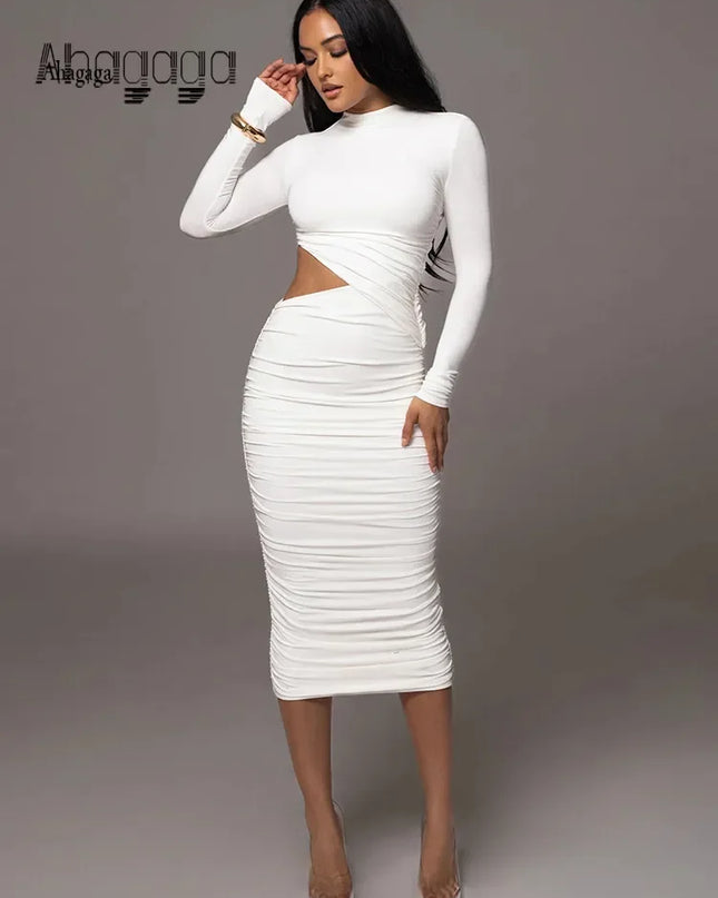 Just Dreamy Long Sleeve Cut Out MIDI Dress
