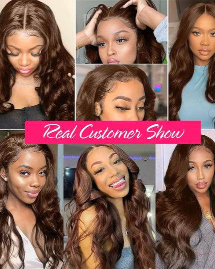 HD 13x4 Chocolate Brown Lace Front Human Hair Wigs For Women Body Wave Transparent 360 Full Lace Frontal Wigs On Clearance Sale