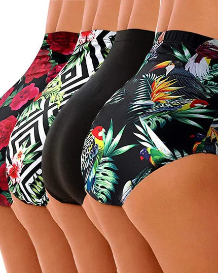 Floral High-Waist Bikini Shorts - Plus Size Swimwear